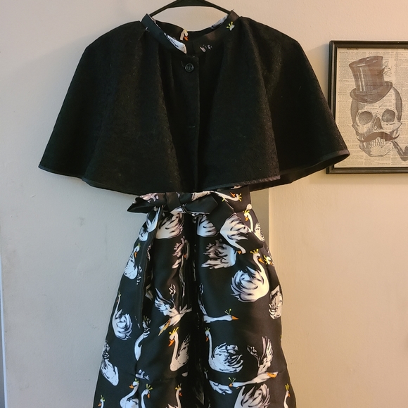 Cape Swan Black Dress - Picture 3 of 4